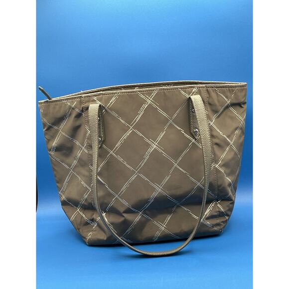 Vera Bradley Preppy Poly Ella Burnished Pewter Large Tote Bag Double Handles - Picture 4 of 12